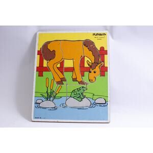 Horse and Frog, Jigsaw Puzzle, Frame-tray, Playskool, Toddler Toy, Bight Picture